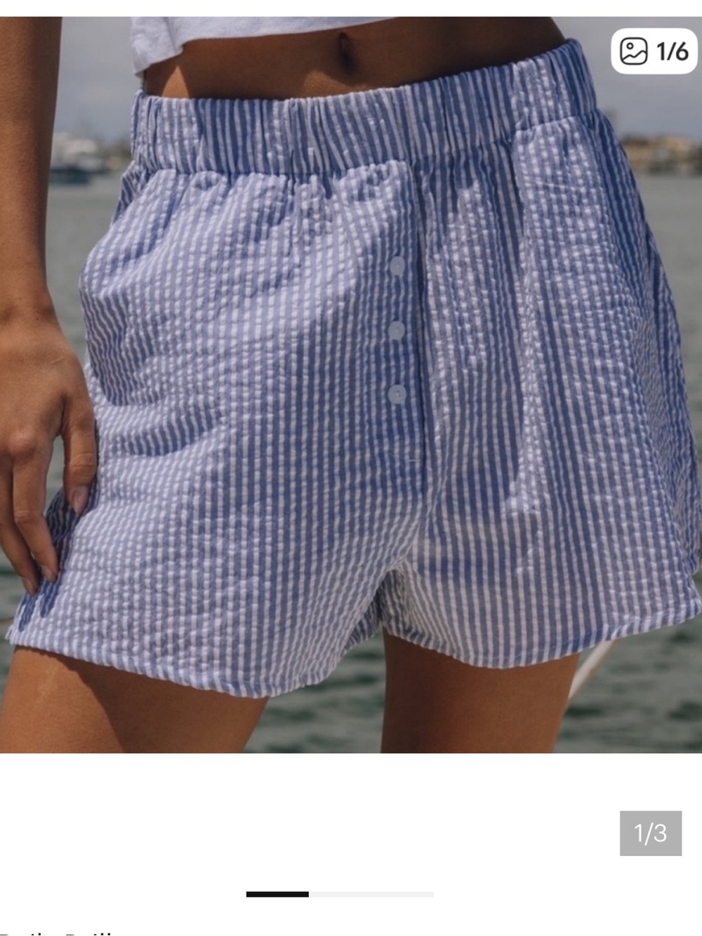 Daily Drills Blue and White seersucker Striped Shorts